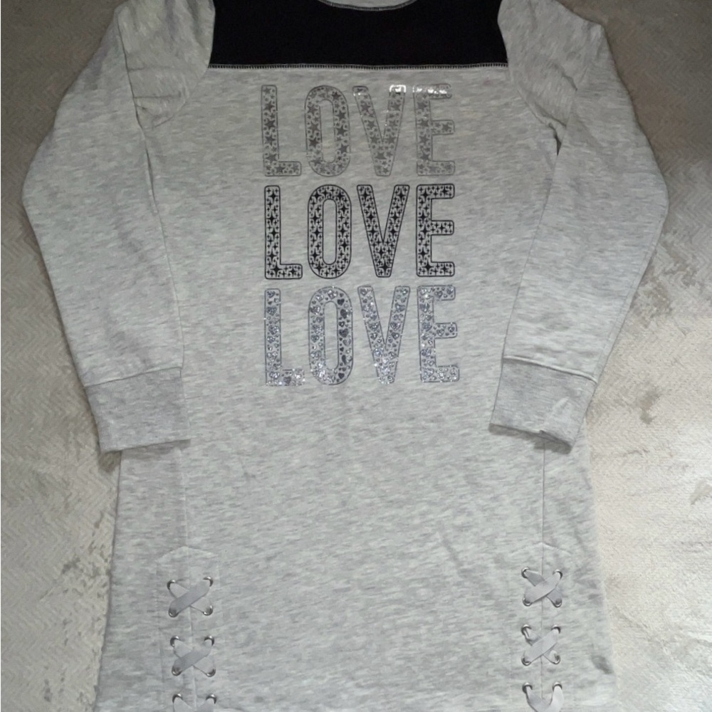 Gray Love Print Kids Dress